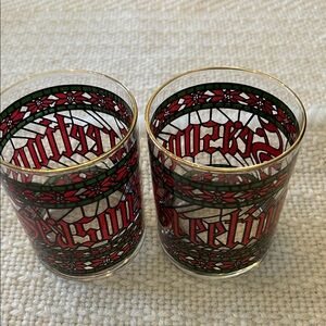Festive Holiday Glasses with Red and Green Design